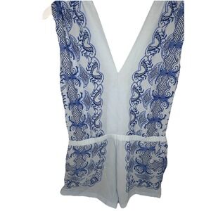 BCBGMaxAzria Blue and White Jumpsuit